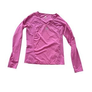 Adidas pink activewear long sleeve top sz lightweight workout gym yoga shirt